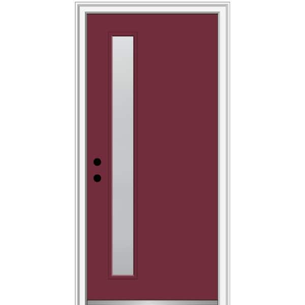 MMI Door 32 in. x 80 in. Viola Right-Hand Inswing 1-Lite Frosted Glass Painted Fiberglass Prehung Front Door on 4-9/16 in. Frame