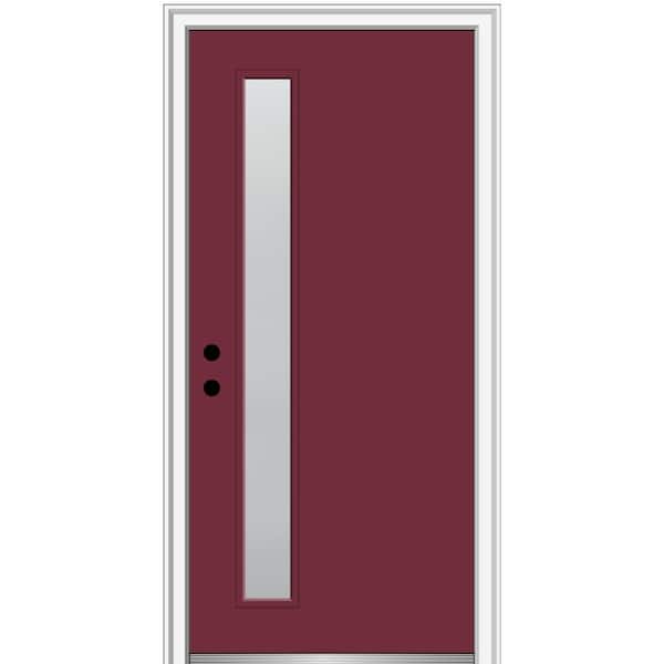 MMI Door 36 in. x 80 in. Viola Right-Hand Inswing 1-Lite Frosted Glass Painted Fiberglass Prehung Front Door on 4-9/16 in. Frame