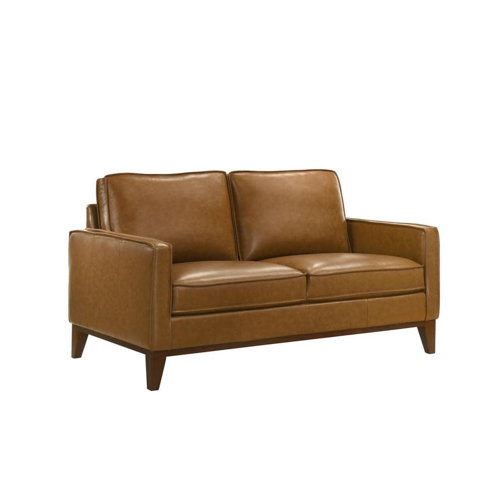 Caspar 2-Piece Caramel Brown Leather Living Room Set