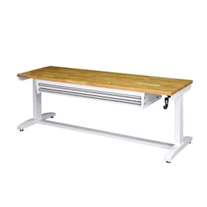 Tool Storage 72 in. W White Adjustable Height Worktable with 2-Drawers