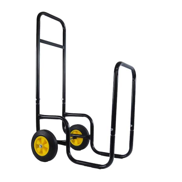 Satico 2 ft. D x 3.3 ft. H x 1.5 ft. W Multi-Purpose Black Steel Firewood Log Cart