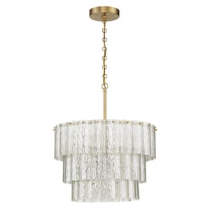 Museo 12-Light Satin Brass Finish with Mercury Glass Transitional Chandelier for Kitchen/Dining/Foyer, No Bulbs Included
