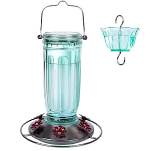 Attractive Green Glass Hanging Hummingbird Nectar Feeder-16 oz. with Ant Moat 1-Pack