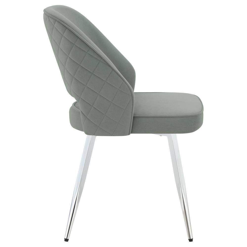 Gray Velvet Upholstered Side Chair with Chrome Legs