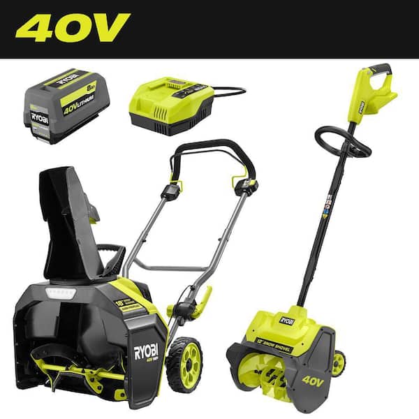 40V HP Brushless 18 in. Single-Stage Cordless Auger Propelled Snow Blower w/ 12" Snow Shovel, 8.0 Ah Battery, & Charger