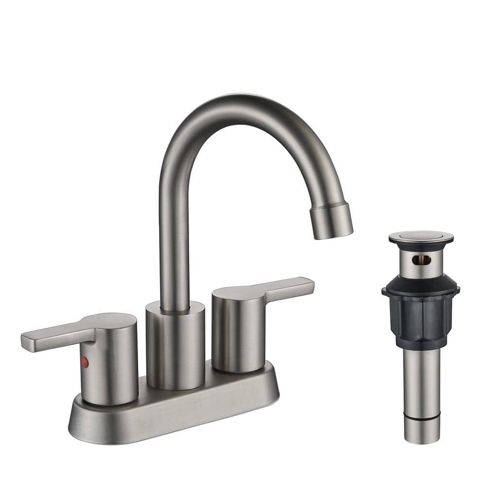 androme 4 in. Centerset Double Handle Mid Arc Bathroom Faucet with ...