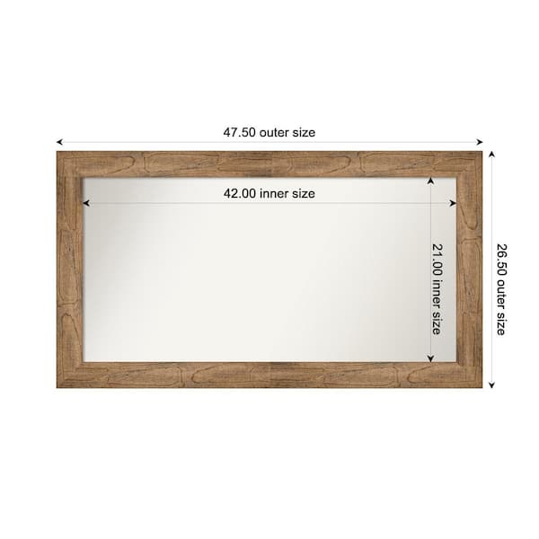 Amanti Art Owl Brown 47.5 in. W. x 26.5 in. Custom Non-Beveled Wood Framed Bathroom Vanity Wall Mirror