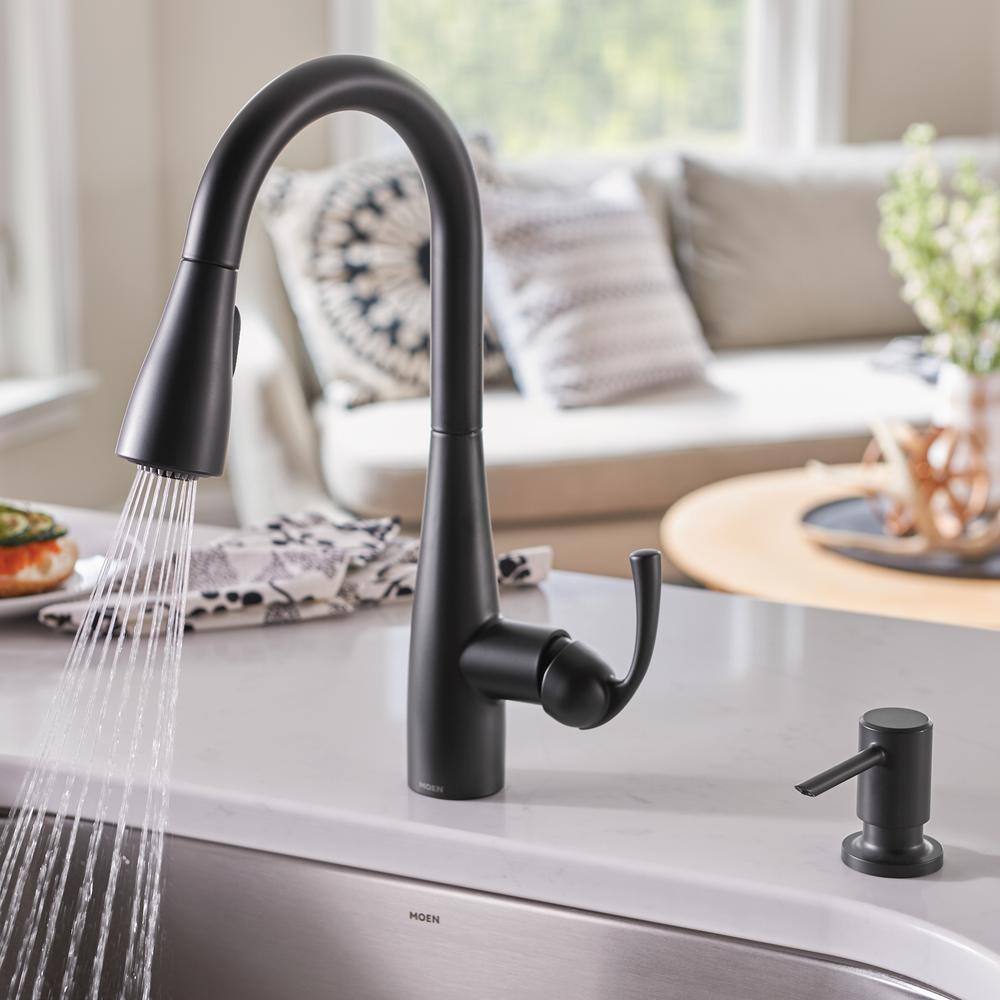 Matte Black Pull-Down Sprayer Kitchen Faucet with Soap Dispenser