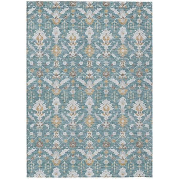 Chantille Machine Washable Indoor/Outdoor Abstract ACN2857 Teal 10 ft. x 14 ft. Area Rug