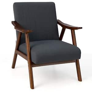Black Modern Accent Chair Leisure Armchair with Felt Pads