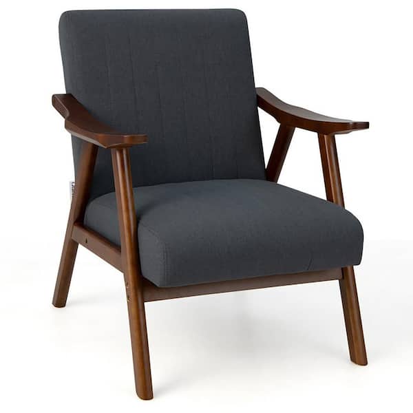 Clihome Black Modern Accent Chair Leisure Armchair with Felt Pads