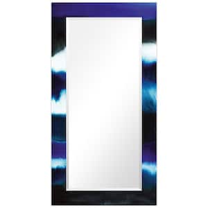 54 in. x 28 in. x 0.4 in. Run Off Modern Rectangular Framed Beveled Mirror on Free Floating Printed Tempered Art Glass
