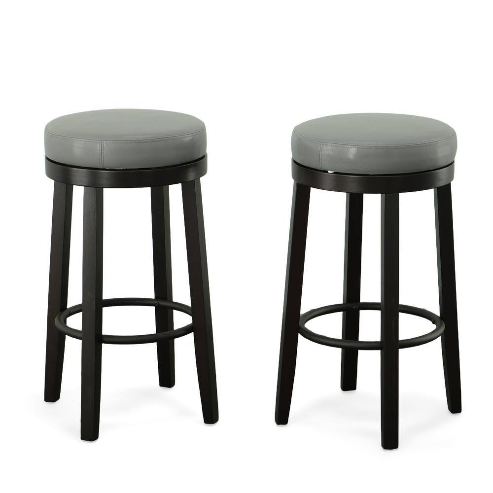 Rustic Farmhouse Swivel 30" Bar Stool in Gray and Espresso, Set of 2