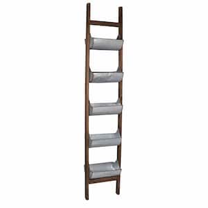 14 in. W x 71 in. H Uniquely Designed Wood Garden Reed Ladder Planter