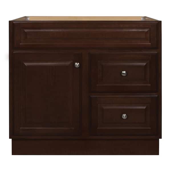 Glacier Bay Hampton 36 in. W x 21 in. D x 33.5 in. H Bath Vanity Cabinet without Top in Cognac