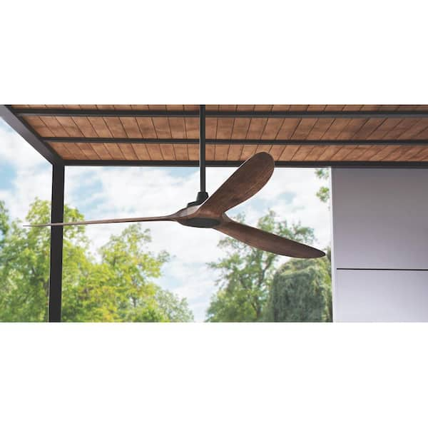 Tager 72 in. Smart Indoor/Outdoor Matte Black with Whiskey Barrel Blades Ceiling Fan with Remote Powered by Hubspace