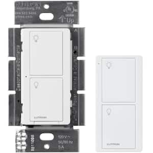 Caseta Smart Lighting On/Off Switch and Remote Kit for All Bulb/Fans, 5A, Neutral Wire Required, White (PD5ANS-2BPICO)