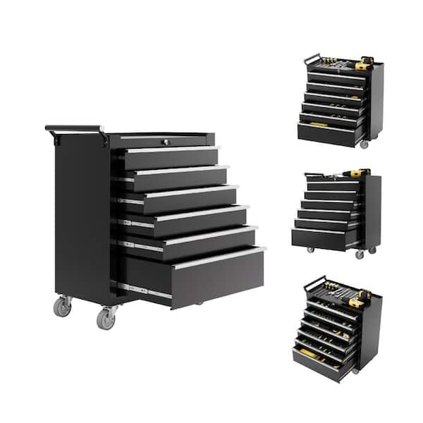 6-Drawer Rolling Tool Chest with Wheels, Portable Tool Storage Cabinet, Toolbox Organizer with Lock