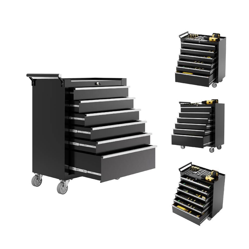 24 in. W 6-Drawer Blue Steel Rolling Tool Chest with Locking System, Wheels, Secure Mobility for Garage, Warehouse price history on PriceWatchPro