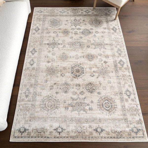 Nissa Traditional Medallion Area Light Grey 8 ft. x 10 ft. Indoor Area Rug