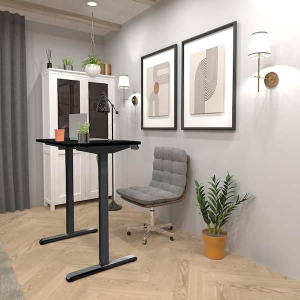 39.4 in. Rectangular Black Steel Compact Electric Standing Desk with Adjustable Height