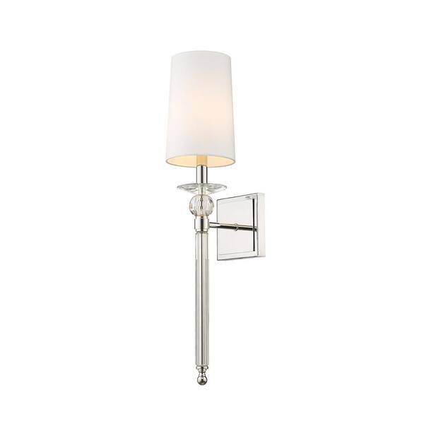 Filament Design 1 Light Polished Nickel Wall Sconce With White Fabric Shade Hd Te46943 - Polished Nickel Wall Sconce With Shade