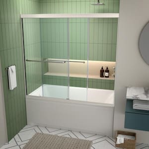 Geneva 60 in. W x 58 in. Sliding Bathtub Door, CrystalTech Treated 1/4 in. Tempered Clear Glass,Polished Chrome Hardware
