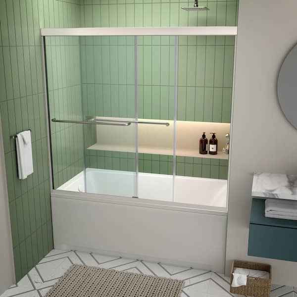 Streamline Geneva 60 in. W x 58 in. Sliding Bathtub Door, CrystalTech Treated 1/4 in. Tempered Clear Glass,Polished Chrome Hardware