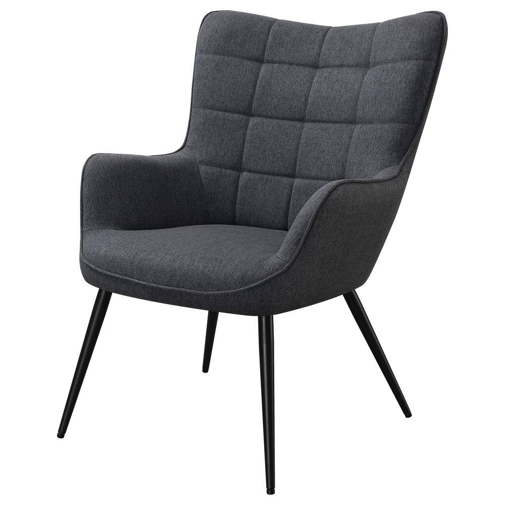 Dark Gray Metal Transitional Accent Chair with Flared Arms