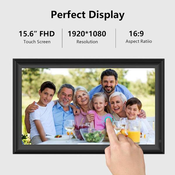 Lukyamzn 15.6 in. Digital Photo Frame with 64GB Storage, IPS Touch