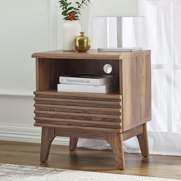 MODWAY Render 1Drawer Nightstand in Walnut MOD7070WAL The Home Depot