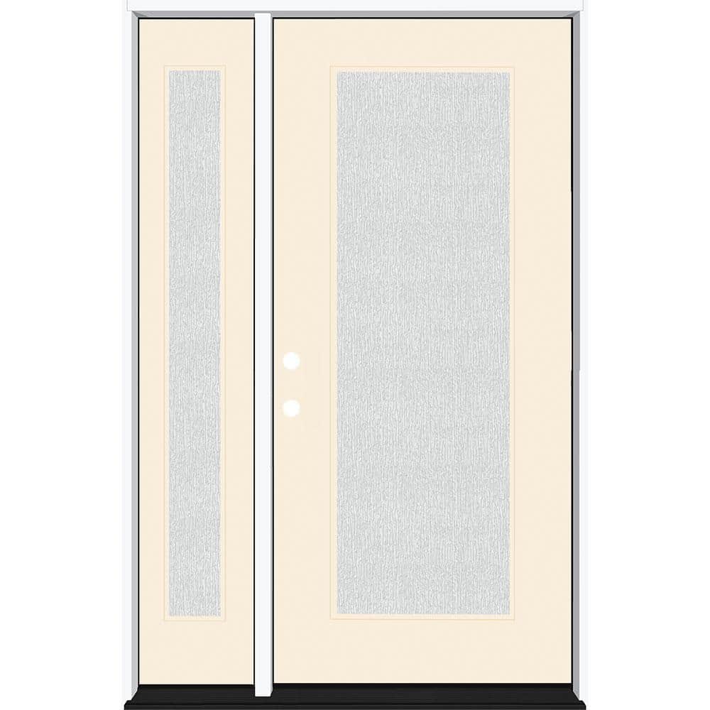 Legacy 51 in. x 80 in. Full Lite Rain Glass RHIS Primed Linen Finish Fiberglass Prehung Front Door with 12 in. SL price history on PriceWatchPro