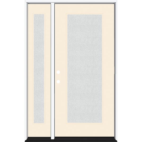Steves & Sons Legacy 51 in. x 80 in. Full Lite Rain Glass RHIS Primed Linen Finish Fiberglass Prehung Front Door with 12 in. SL