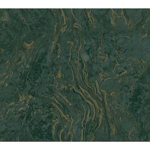 Ronald Redding Green Polished Marble Paper Unpasted Matte Wallpaper (27 in. x 27 ft.)