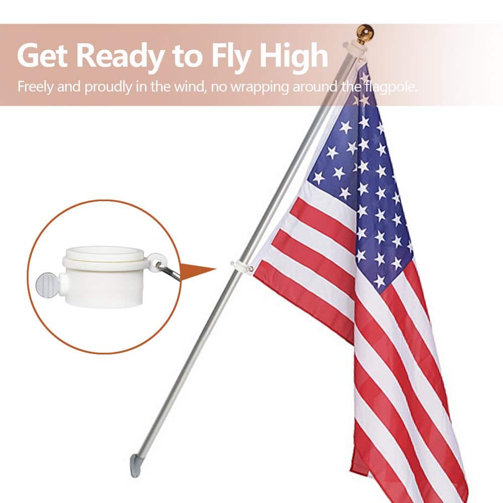 White 1-Inch Diameter Tangle-Free Flagpole Ring with Metal Clip