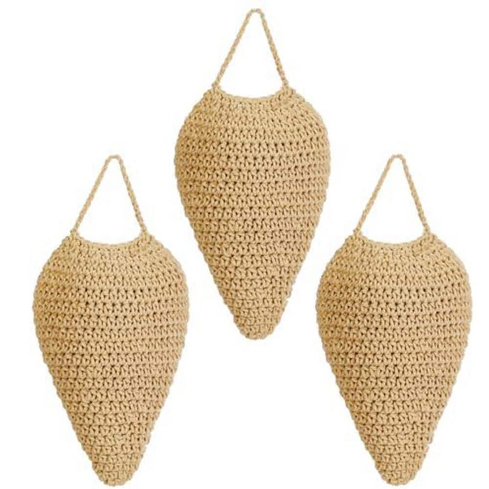 Outdoor Wasp Hornet Trap with Crochet Faux Nest Deterrent Decoration Easy Hanging Beige Large 3-Pack price history on PriceWatchPro