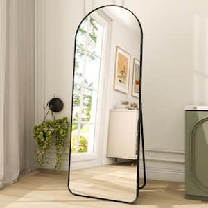 20 in. W x 64 in. H Arched Black Modern Aluminum Alloy Framed Rounded Full Length Mirror Floor Mirror