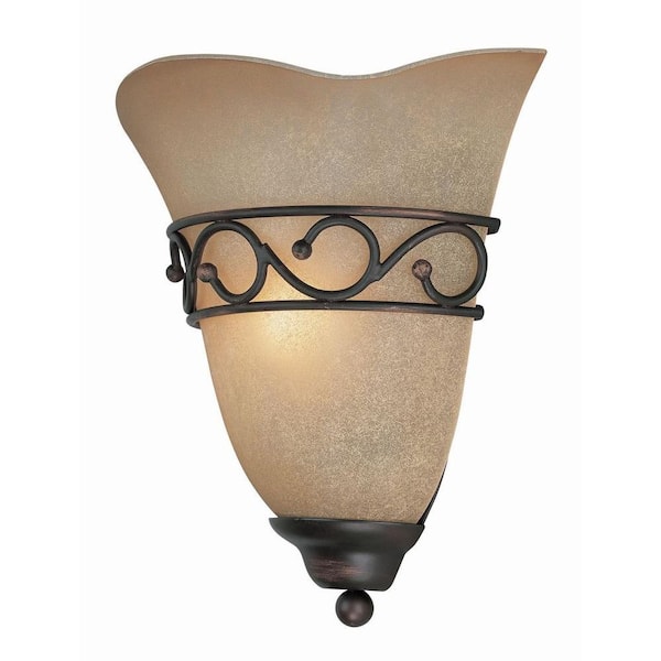 Illumine Reanna 1-Light Bronze Sconce with Amber Glass