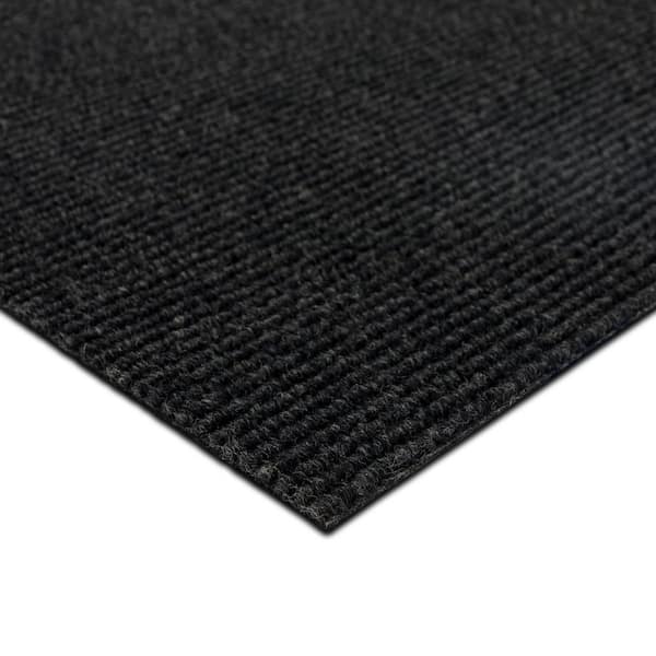 Wide Wale - Ice - Black Commercial/Residential 18 x 18 in. Peel and Stick Carpet Tile Square (22.5 sq. ft.)