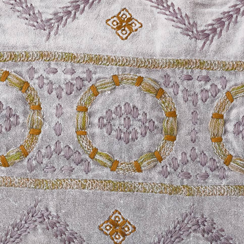 Mauve Cotton Velvet Embroidered Lumbar Pillow