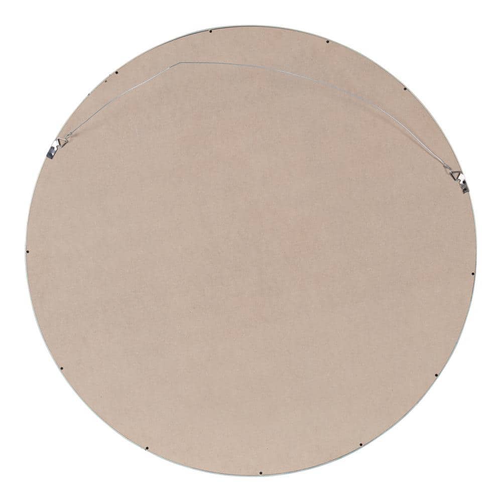 Travis 24" Round Natural Wood Accent Wall Mirror