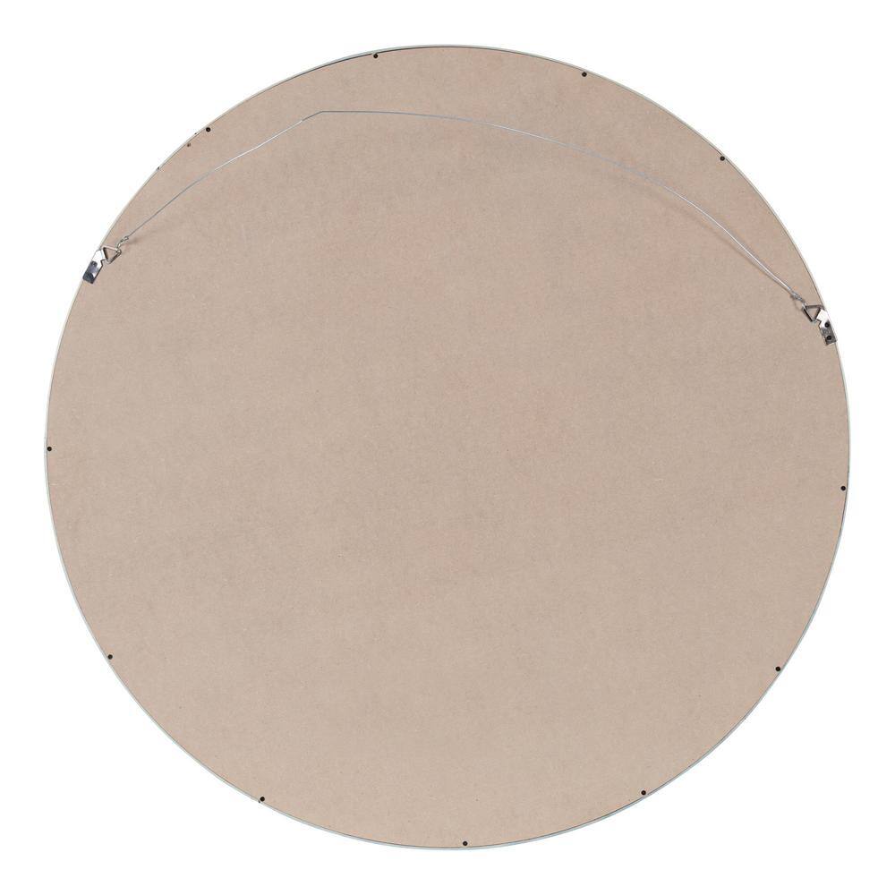 Travis 25.6" Round Natural Wood Accent Wall Mirror