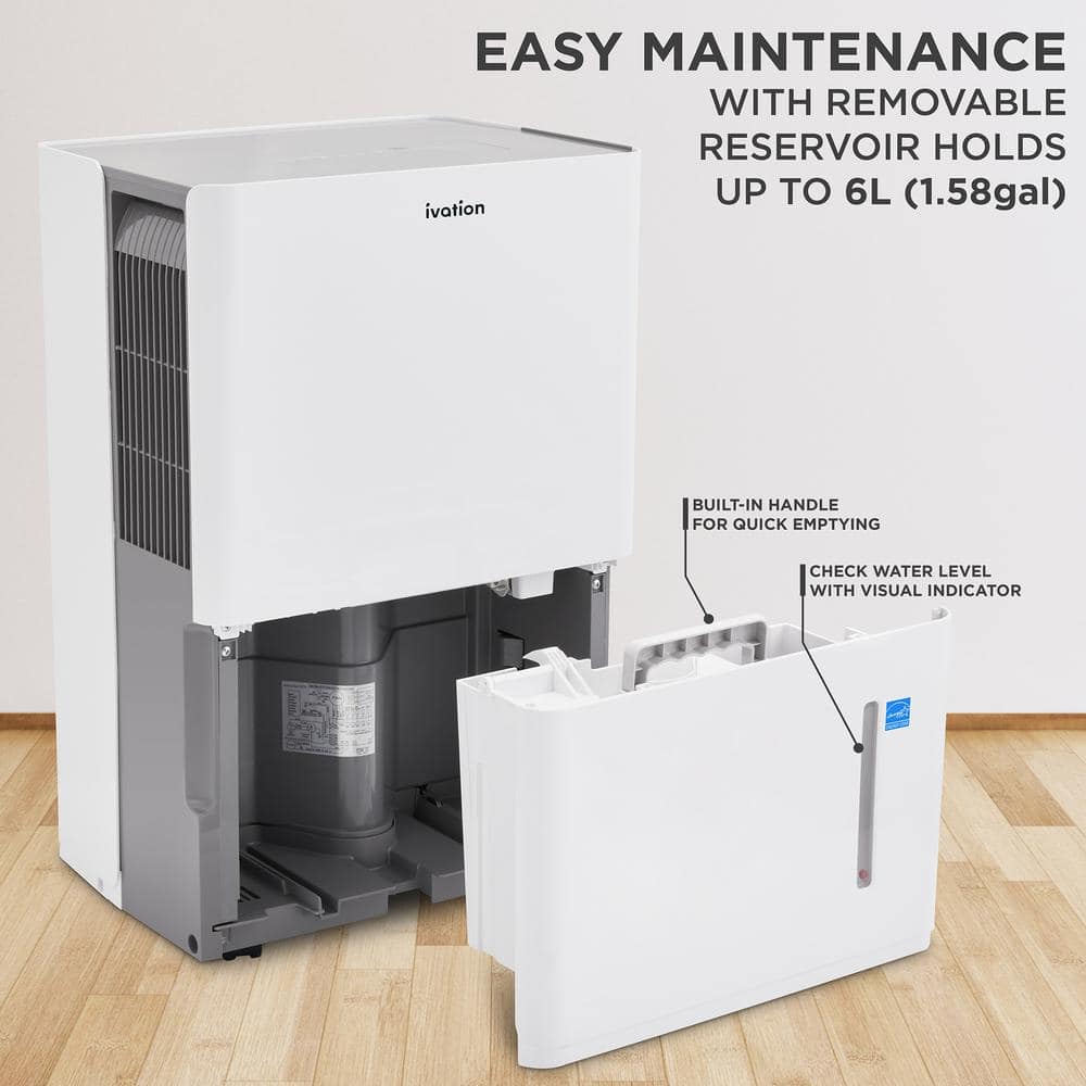 Ivation 4,500 Sq. Ft White Energy Star Dehumidifier with Pump