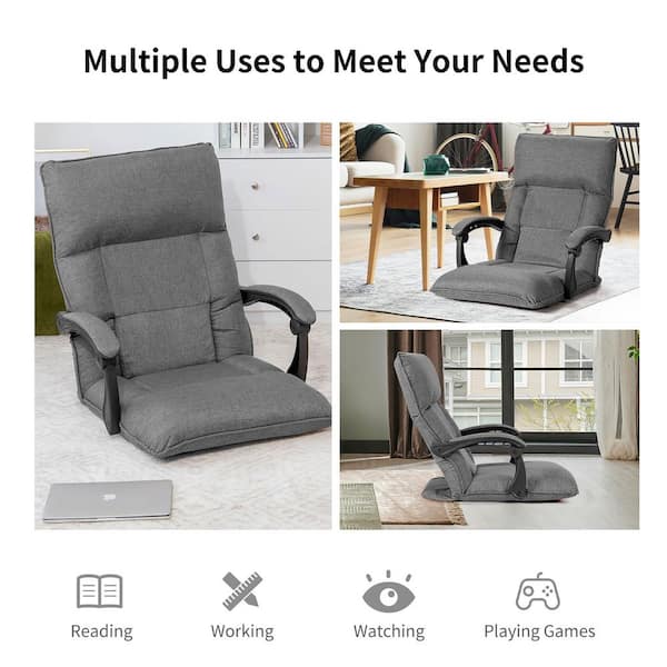 Giantex Floor Chair with Back Support, Folding Sofa Chair with 14 Adjustable Position, Padded Sleeper Bed, Couch Recliner, Floor Gaming Chair, Meditat