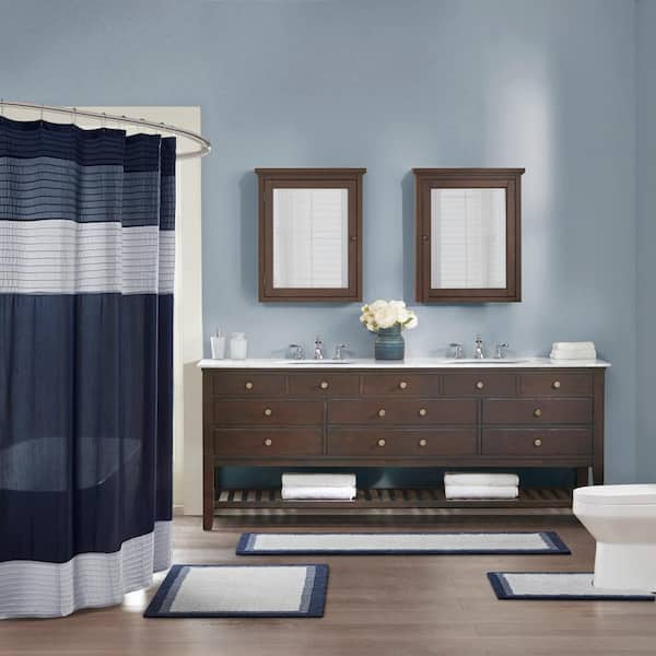 Amherst 20 in. x 30 in. Navy Tufted Cotton Rectangle Bath Rug