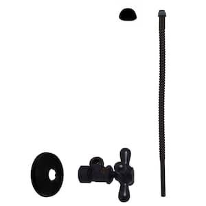 5/8 in. x 3/8 in. OD x 15 in. Corrugated Supply Line Kit with Cross Handle Angle Shut Off Valve, Matte Black