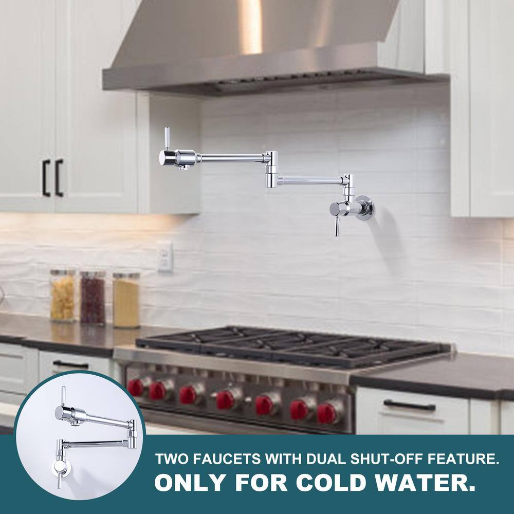 Polished Chrome Wall Mounted Folding Pot Filler Faucet