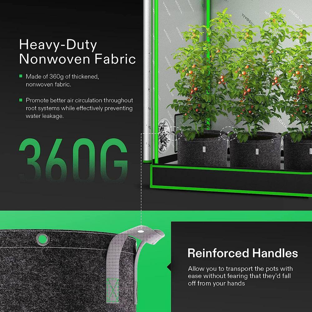 10 Gallon Black Nonwoven Fabric Grow Bags with Handles