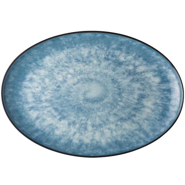 Noritake ColorKraft Essence Azurite 16 in. Blue Stoneware Oval Platter