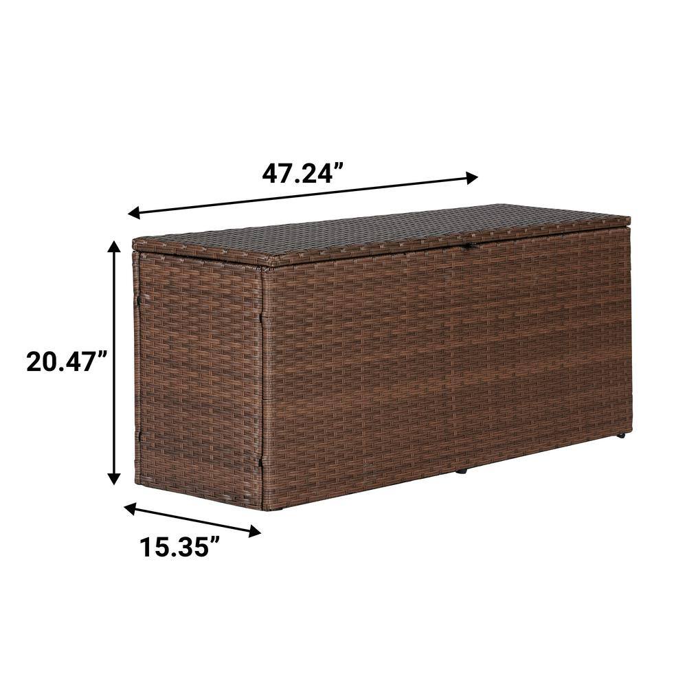 Nino 47.24" Brown Faux Wicker Lockable Deck Box